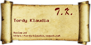Tordy Klaudia névjegykártya