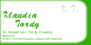 klaudia tordy business card